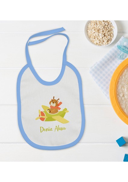 Kids Kişiye Özel Mavi Bebek Mama Önlüğü - Model 187