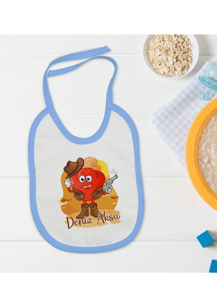 Kids Kişiye Özel Mavi Bebek Mama Önlüğü - Model 190