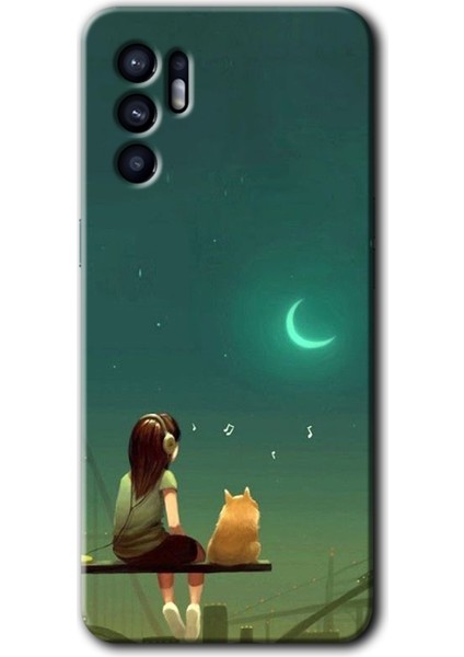 Bera Aksesuar Oppo Reno 6 Kılıf Hd Desen Baskılı Arka Kapak - Kedili Kız