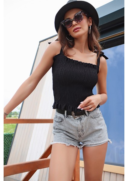 Omuz Bağlamalı Gipeli Kolsuz Siyah modelleri