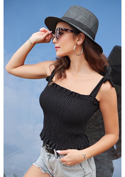 Omuz Bağlamalı Gipeli Kolsuz Siyah indirimleri