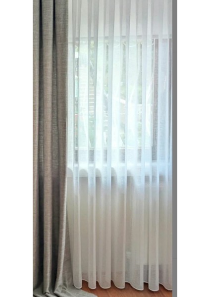 Özel Seri Ince Keten Zemin Kırışmaz 1x3 Pileli Esto Desen Tül Perde modelleri