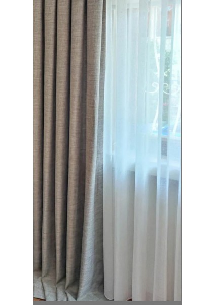 Özel Seri Ince Keten Zemin Kırışmaz 1x3 Pileli Esto Desen Tül Perde fırsatları