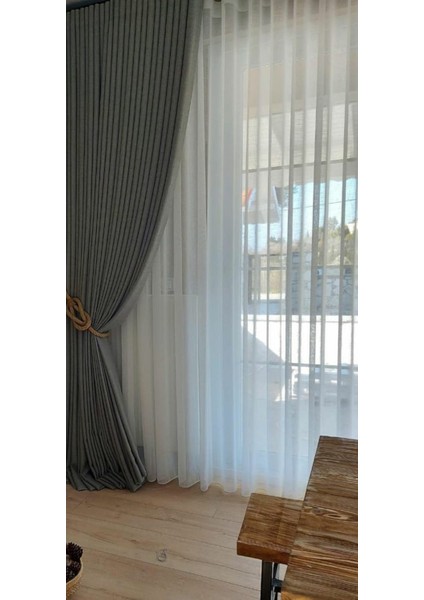 Özel Seri Ince Keten Zemin Kırışmaz 1x3 Pileli Esto Desen Tül Perde indirimleri