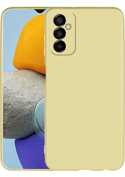 Samsung Galaxy M23 Kılıf Mat Lüx Kamera Korumalı Premier Silikon+Nano Glass Gold