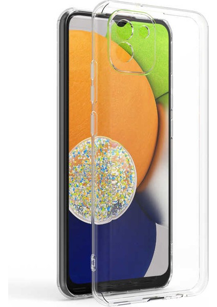 Samsung Galaxy A03 Kılıf Süper Silikon Korumalı Şeffaf+Nano Glass