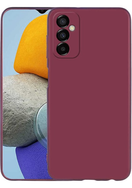 Samsung Galaxy M23 Kılıf Mat Lüx Kamera Korumalı Premier Silikon+Nano Glass Mürdüm