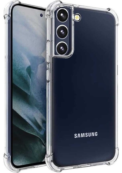 Casestreet Samsung Galaxy S22 Plus Kılıf Antishock Kamera Korumalı Silikon + Full Ekran Renksiz