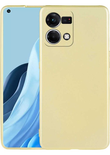 Casestreet Oppo Reno 7 Kılıf Mat Lüx Kamera Korumalı Premier Mat Silikon+Nano Glass Gold