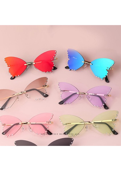 Retro Tarzı Kelebek Güneş Gözlüğü Rhinestones Güneş Gözlükleri Kadın Kadınlar Kahverengi (Yurt Dışından) fırsatları