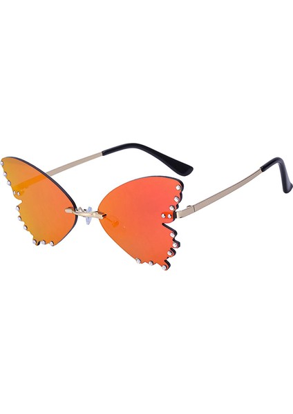 Retro Tarzı Kelebek Güneş Gözlüğü Rhinestones Güneş Gözlükleri Kadın Kadınlar Için Kırmızı (Yurt Dışından)