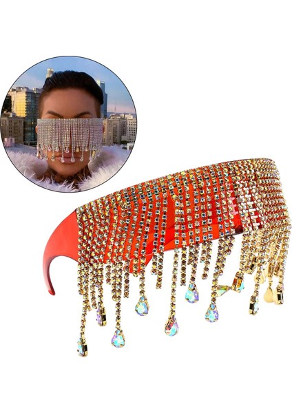 Kristal Güneş Gözlüğü Püskül Kolye Çerçevesiz UV400 Kulüp Gözlük Gölgesi Kırmızı (Yurt Dışından) fiyatları