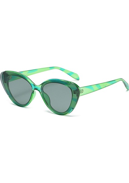 Cat Eye Güneş Gözlüğü Kadın Gözlük Moda UV400 Vintage Style 80 70'lerin Yeşil (Yurt Dışından)