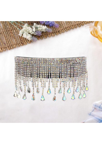 Kadınlar Rhinestone Püskül Güneş Gözlüğü Parti Bireysellik Moda Güneş Gözlükleri Siyah (Yurt Dışından)