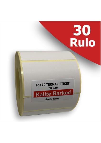 60X40 Termal Etiket | 30 Rulo Barkod Etiketi