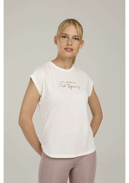 CT1006 Amy Slogan T-Shırt Kadın Kısa Kol T-Shirt