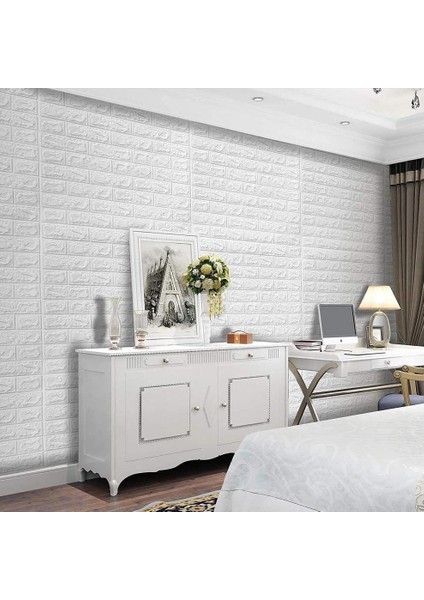 Kendinden Yapışkanlı Esnek Köpük Duvar Kağıdı Paneli 3D Boyutlu Tuğla Desen