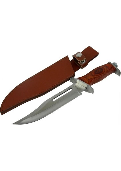 111 Rambo Bıçağı 32 cm - Ahşap Metal Saplı, Perçinli