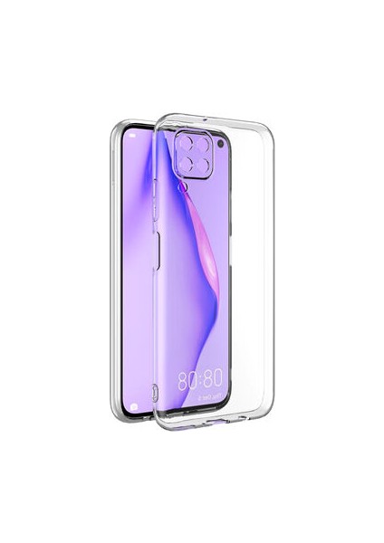 Huawei P40 Lite Kılıf Şeffaf Silikon Kamera Korumalı 3D