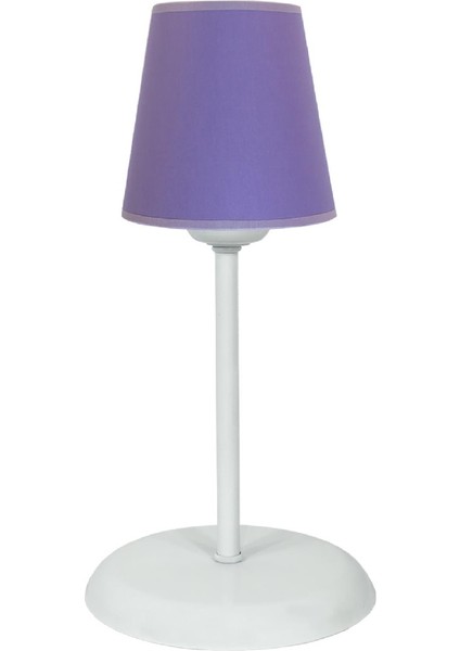 Modern Metal Ayak Konik Kumaş Küçük Abajur-Violet