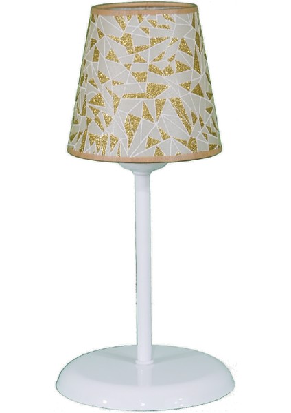 Modern Metal Ayak Konik PVC Küçük Abajur-Dore Simli Prizma