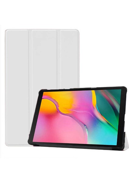 - iPad 10.2 2021 (9.nesil) - Tablet Kılıfı Smart Cover Standlı 1-1 Kılıf - Beyaz