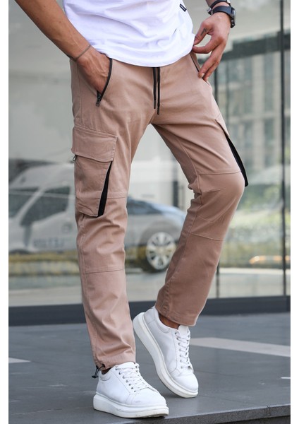 Bej Kargo Cep Jogger Pantolon 5791