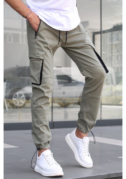 Açık Yeşil Kargo Cep Jogger Pantolon 5791