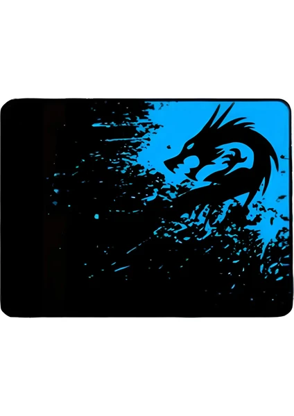 Oyuncu Mouse Pad  Rakoon Siyah Mavi Desenli  Oyuncu Mouse Pad 32X24 cm Kaymaz Dikişli 1 Kalite