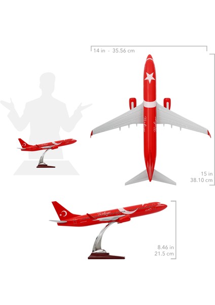 - Maket Uçak - Boeing 737-800 1/100 - Türkiye Özel Tasarımlı Model Uçak, Model E