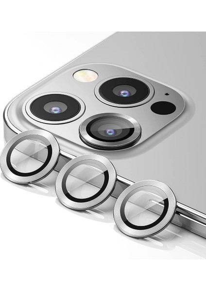 Apple iPhone 13 Pro Max Mercek Lens Kamera Koruyucu Gri