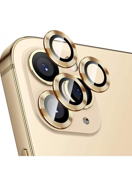 Apple iPhone 12 Pro Max Mercek Lens Kamera Koruyucu Gold