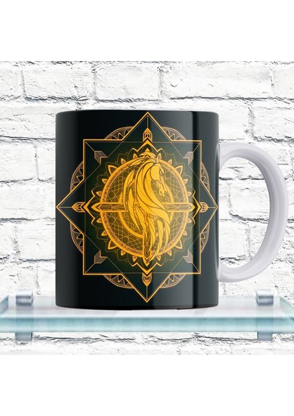 Lotr Yüzüklerin Efendisi Rohan Amblem Baskılı %100 Porselen Kupa