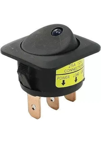 IC-132D Ledli 3 Pın 25 Amper 12V Dc On-Off Anahtar Kırmızı