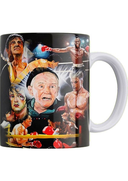 Rocky Kolaj Baskılı %100 Porselen Kupa