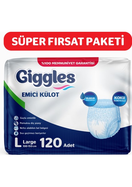 Yetişkin Emici Külot Large 30'lu 4 Paket (120 Adet)