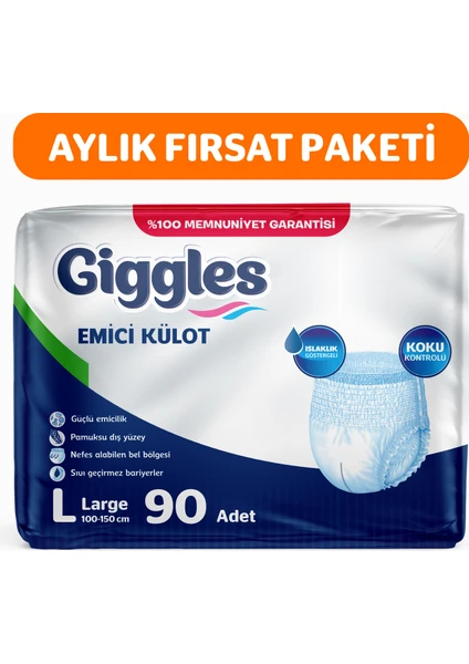 Yetişkin Emici Külot Large 30'lu 3 Paket 90 Adet