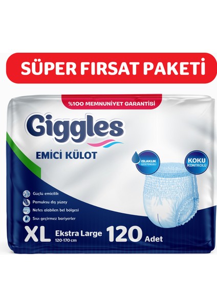 Yetişkin Emici Külot Ekstra Large 30'lu 4 Paket (120 Adet)