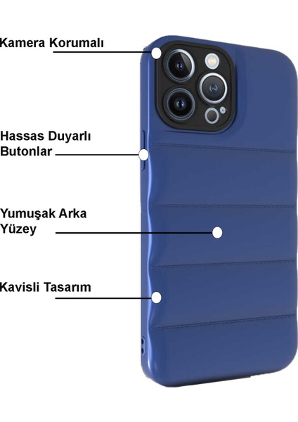 Apple iPhone 13 Pro Max Kapak Kamera Korumalı Puf Silikon Kılıf - Siyah