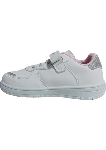 Beyaz Pembe Gümüş Cırtlı Sneakers Spor Ayakkabı modelleri