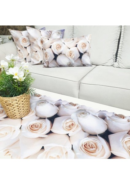 Gül Bahçesi Desen Baskı 4 Lü Kombin Set