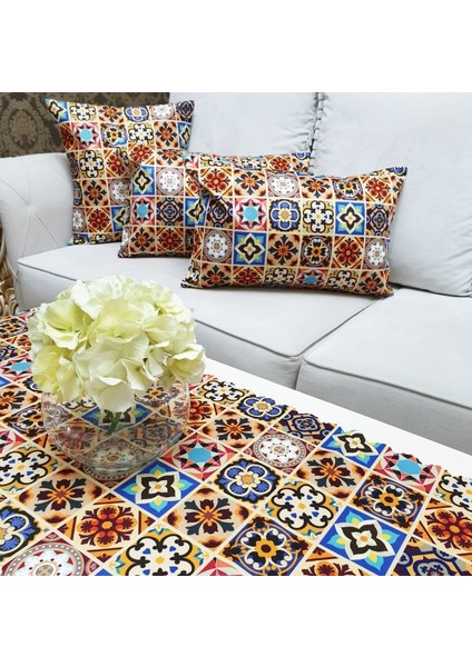 Çini Motif Baskılı 4 Lü Kombin Set