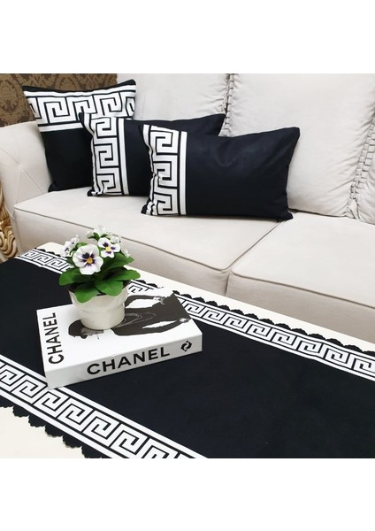 Trend Hitit Desen Siyah Beyaz 4 Lü Kombin Set