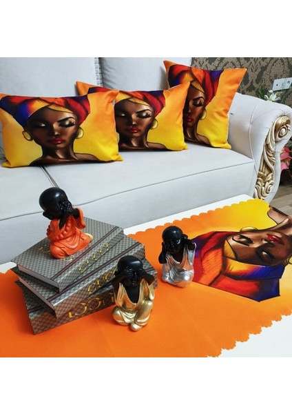 Afrikalı Kadın Baskılı 4 Lü Kombin Set