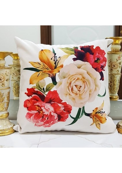 Çiçek Bahçesi Baskılı Kırlent Kılıfı 43X43CM