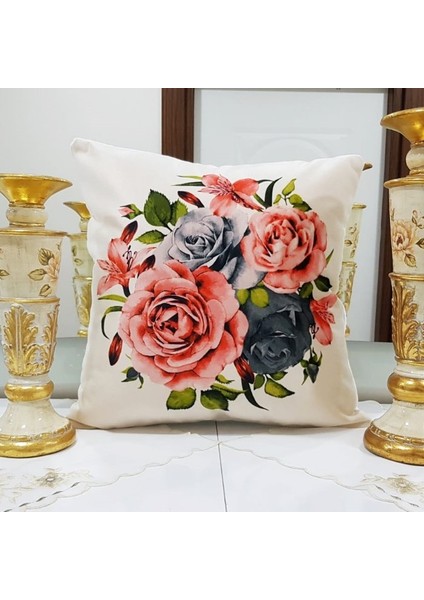 Çiçek Bahçesi Baskılı Kırlent Kılıfı 43X43CM