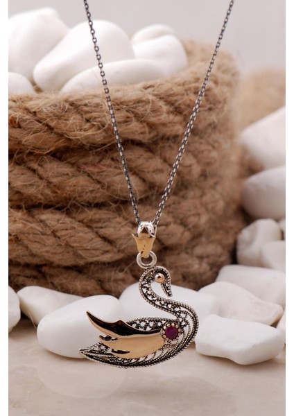 Kuğu Telkari Işlemeli Gümüş Kolye 126