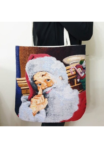 Noel Baba Goblen Dokuma Kumaş Heybe Çanta