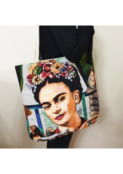 Frida Goblen Dokuma Kumaş Heybe Çanta