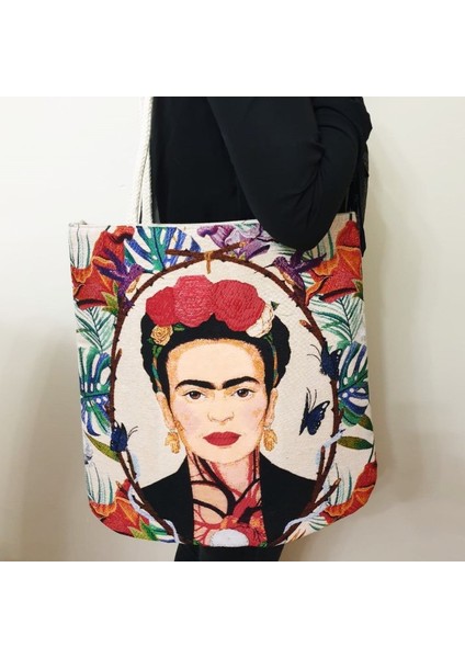 Frida Goblen Dokuma Kumaş Heybe Çanta